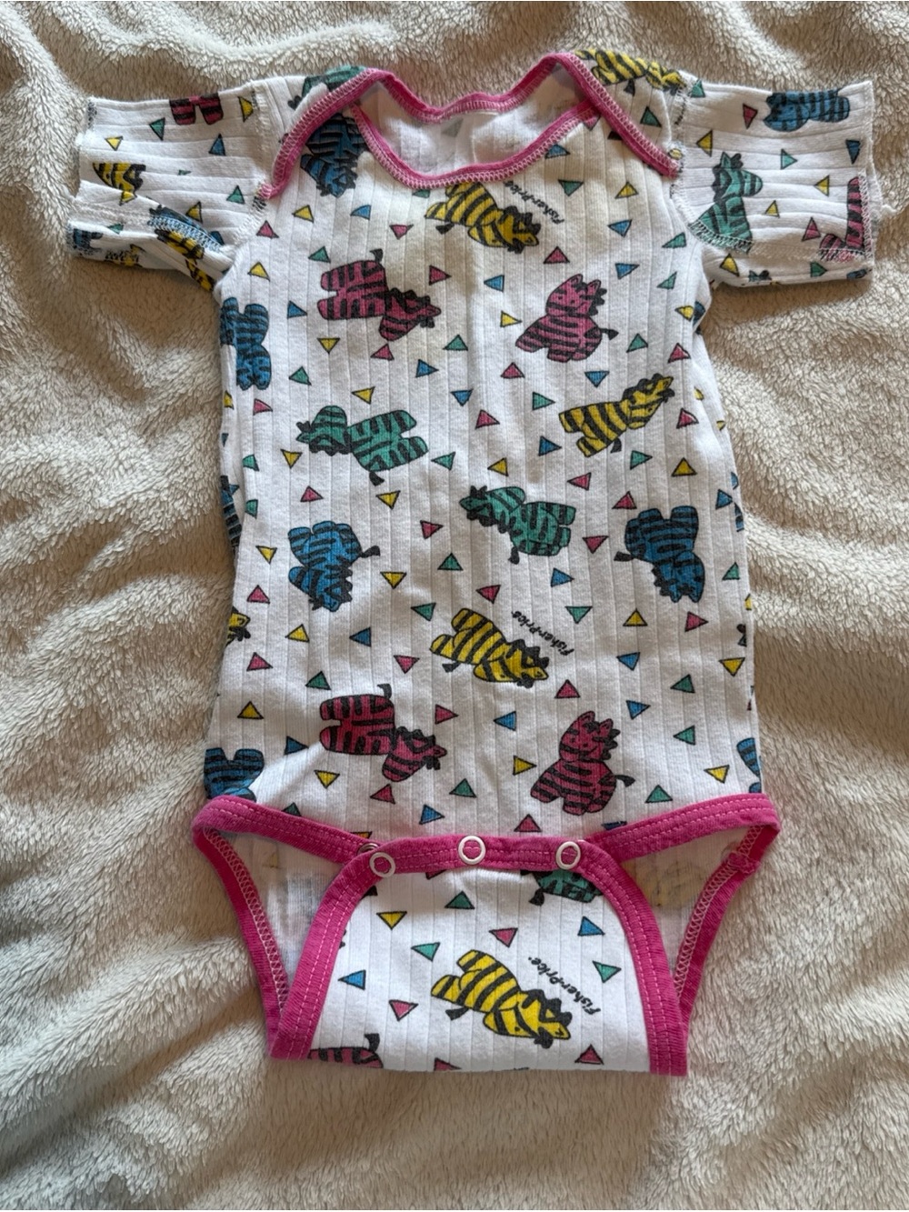 Vintage Fischer Price bodysuit 90s Baby Girl Multicolor Zebra